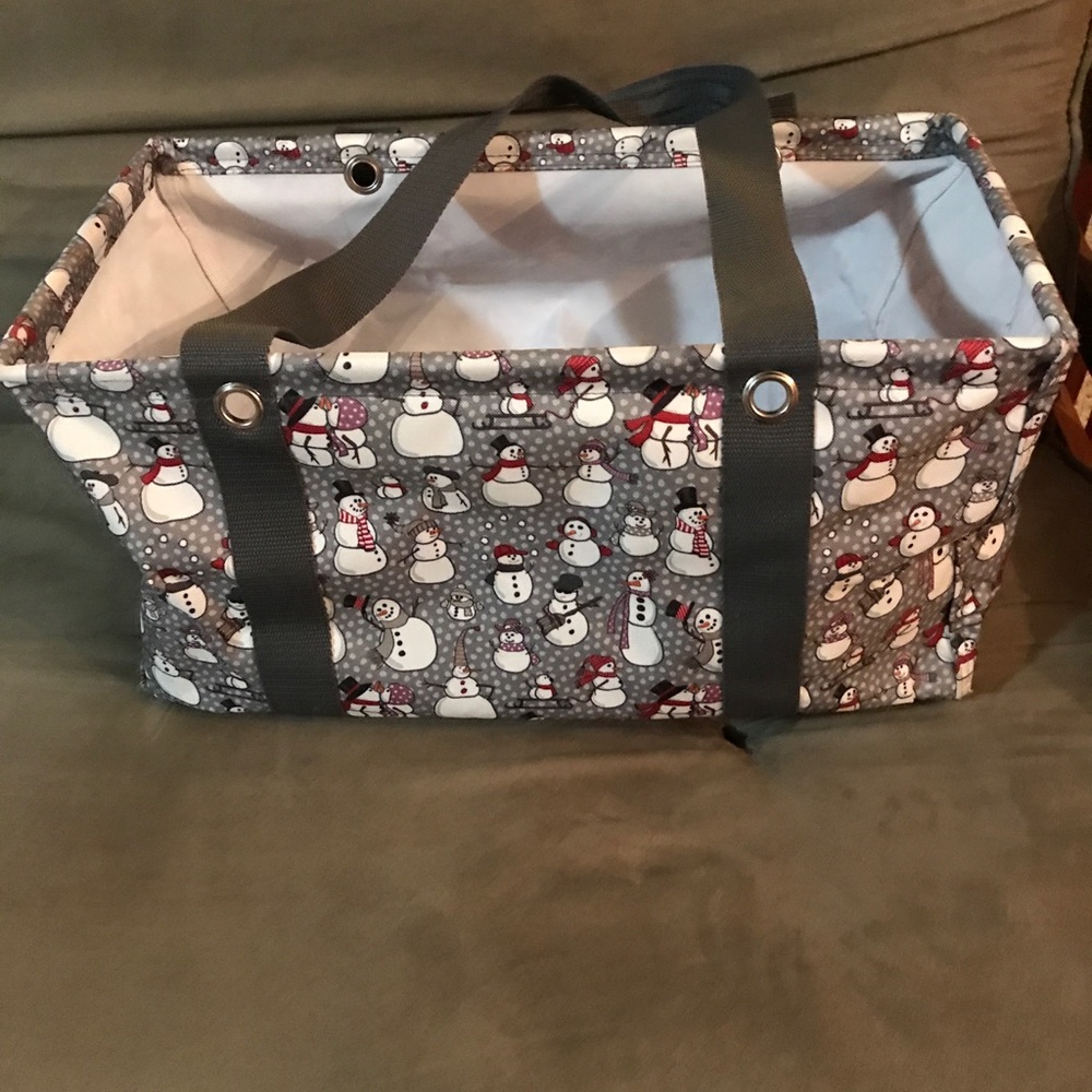 Thirty-one medium size utility tote snowman grey